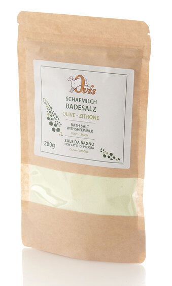 Schafmilch-Badesalz Olive-Zitrus im Glas 280g