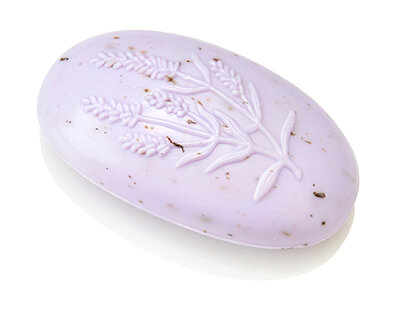Ovis-Seife oval Lavendel Relief 10 x 5,5 cm 110 g